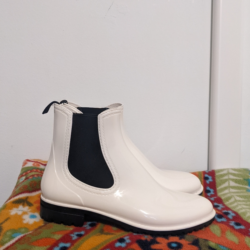 Barney's New York White Chelsea Rain Boots